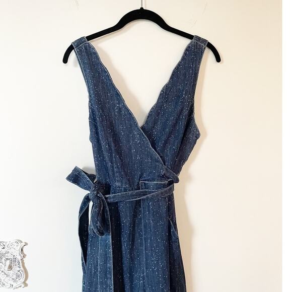 Anthropologie Pilcro Lydia Wrap Wide Leg Denim Jumpsuit 0 XS - Picture 5 of 11